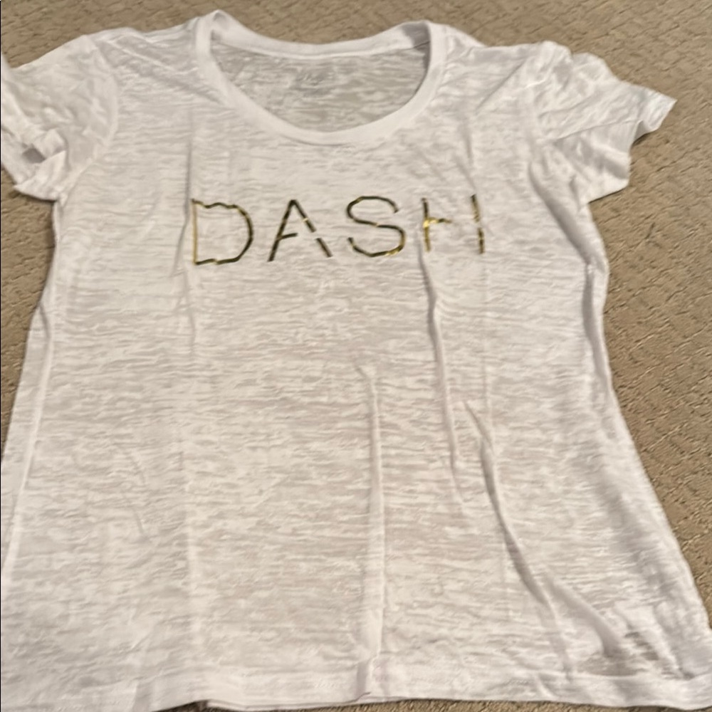 Dash White Short Sleeve Tee with Gold Lettering